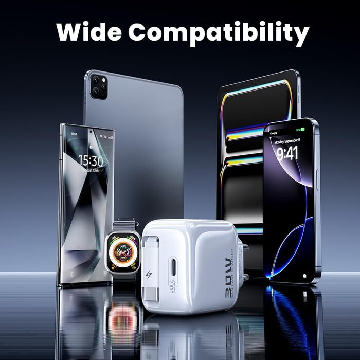 Зарядний пристрій USB-C toocki GaN 67W з LED дисплеєм та вбудованим кабелем 30W для MacBook, iPhone 17 Pro Max, Samsung Galaxy S24 Ultra/S23, Nintendo Switch, ноутбуків та смартфонів