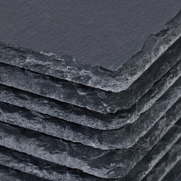 Relaxdays 12-Piece Slate Coasters, 10x10 cm