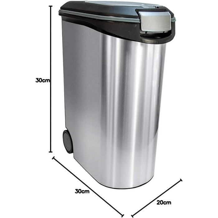 Контейнер для корму Curver Tier-Futter-Container 20 кг, 54 л, чорний/сріблястий, з роликами