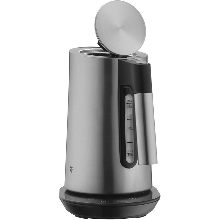 WMF Kineo Kettle with Temperature Setting, 1.6L, Scale Filter, 3000W, Live Temperature Display, Stainless Steel Matte Electric Kettle, Cromargan Single