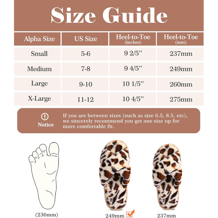 Тапочки халатні жіночі Ankis з плюшу, з перехресними ремінцями, зимові, теплі, з пам'яттю ефекту, з відкритим носком, пухнасті, для дому та вулиці (білі, чорні, сірі, верблюжі), розмір 38/39 EU, з принтом леопарда