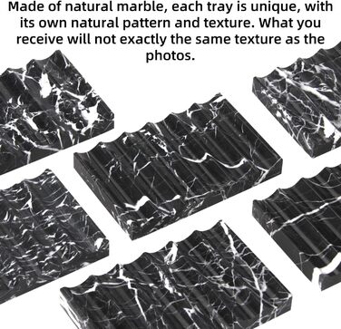 Скляна миска для мила з отвором, мармур, прямокутна, хвиляста, самостійно спорожняється, для ванної кімнати, кухні (чорний/білий)