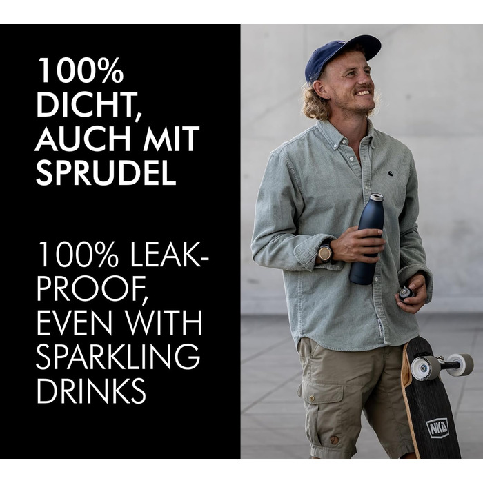 Термокава THERMOcafé by THERMOS TC Bottle 0.75л з нержавіючої сталі, ізотермічна пляшка, стійка до газу, 12 годин гаряче, 24 години холодне, не протікає, для школи, подорожей та офісу (Pastel Water Mat, 750 мл)