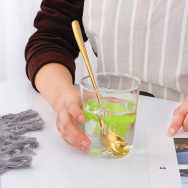 Набір довгих ложок для лате макіато та десертів BISDARUN, нержавіюча сталь 304, 20.5 см, 8 шт, золотисті