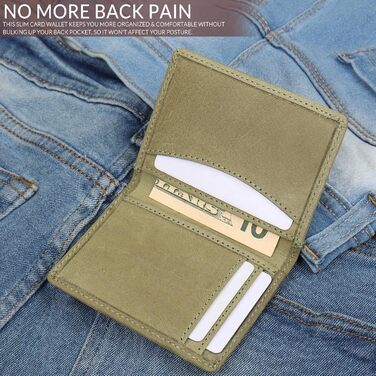 FOXHACKLE: Шкіряне картхолдер для жінок та чоловіків з RFID-блокуванням, тонкий, місткий, мінімалістичний (Паротовий зелений)