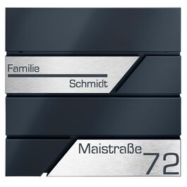 Поштовий ящик з газетницею антрацит, нержавіюча сталь, настінний, з замком та газетницею - лазерне гравіювання