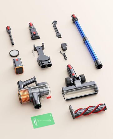 SunSare Бездротовий акумуляторний пилосос 550W/45000Pa/60хв, з базою для зарядки, легкий, тихий, для твердих поверхонь, килимів та шерсті тварин