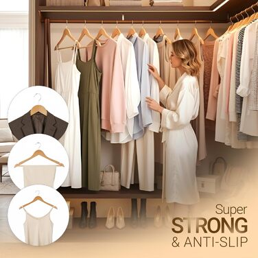 Набір вішалок для штанів та одягу Utopia Home (20 шт.), дерев'яні, для штанів, пальто, костюмів та курток, натуральне дерево