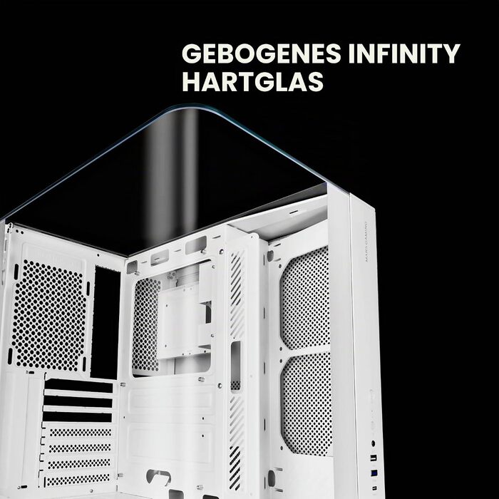 Ігровий корпус Mars Gaming MC-3TCORE MC-INFINIO LITE ATX, панорамне скло, підтримка рідкого охолодження, білий