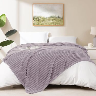 М'яка ковдра WAVVE: тепла флісова ковдра для дивана та декору інтер'єру, 150x200 см, фіолетовий