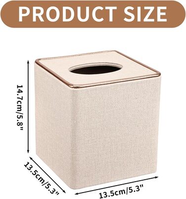 Скляниця для серветок з PU шкіри, 25x13,5x9,5 см, з 4 підставками в подарунок (бежева)