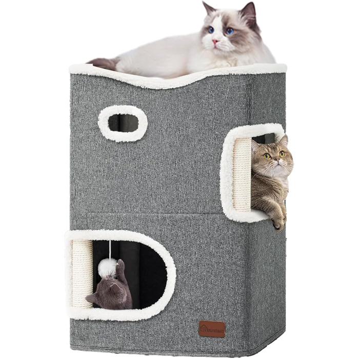 YITAHOME Cat House Indoor, Cat Bed for Indoor Cats, Cat Tunnel, Cat Cave, Small Scratching Post, Cat Furniture, Cat Bed Cave, cat caves, Cat Beds (Gray)