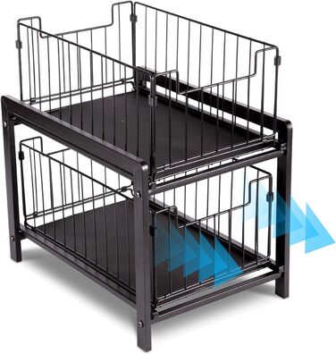 VINILITE Drawer Shelf 2-Tier Pull-Out Cabinet Organizer Kitchen Under-Cabinet Shelf Pull-Out Baskets Dish Cabinet Bathroom Office