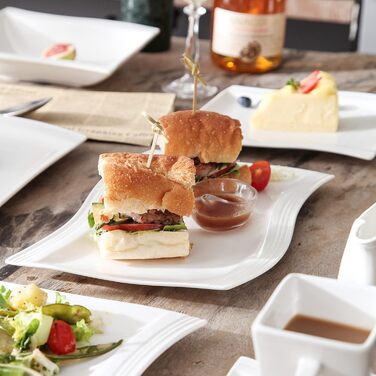 MALACASA Набір тарілок Serie Flora, 2 шт., кремово-білий порцелан, 33.7x28 см та 27.9x20.3 см