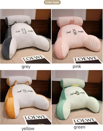 Підголовник для ліжка та дивана LANPEW з підлокітниками. Ергономічне крісло для читання для дорослих. Дихаюче крісло для читання з знімним чохлом. Для читання, роботи. (Наповнювач з бобів, сірий, 80 * 60 см)