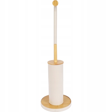 Стильний тримач для туалетного паперу з ергорегічним йоржиком для унітаза, бежевий бамбук та сталь