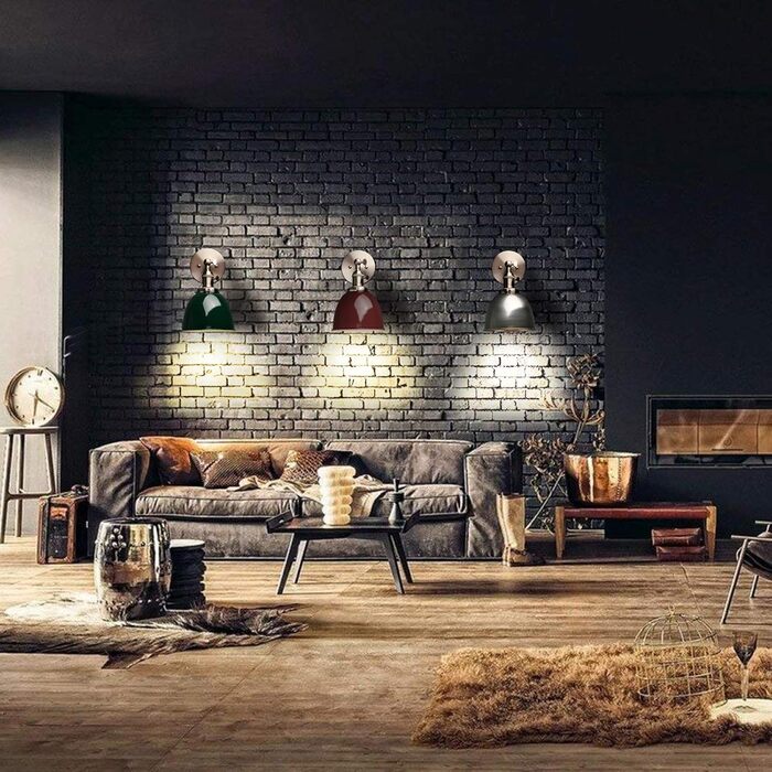 Phansthy 2-Piece Wall Light with Metal Shade Wall Lamp Industrial Design, Interior Vintage Loft Wall Lamp E27 max. 40W for Living Room Bedroom Office Kitchen Hallway (White) (Clear Lacquer)