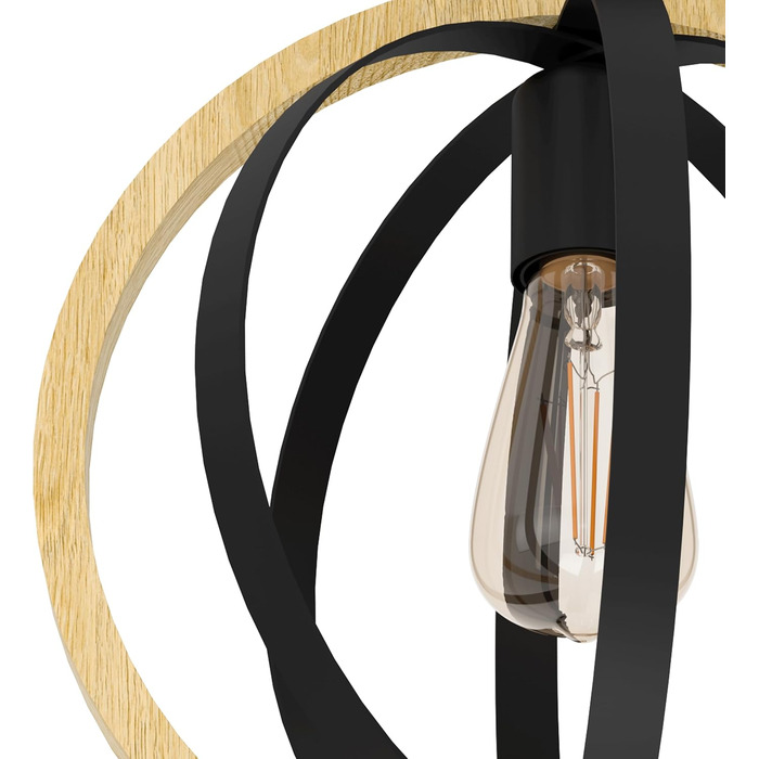 Настільна лампа EGLO Basildon 1: мінімалістичний дизайн, дерево, текстиль, метал, для вітальні та спальні, з вимикачем, цоколь E27