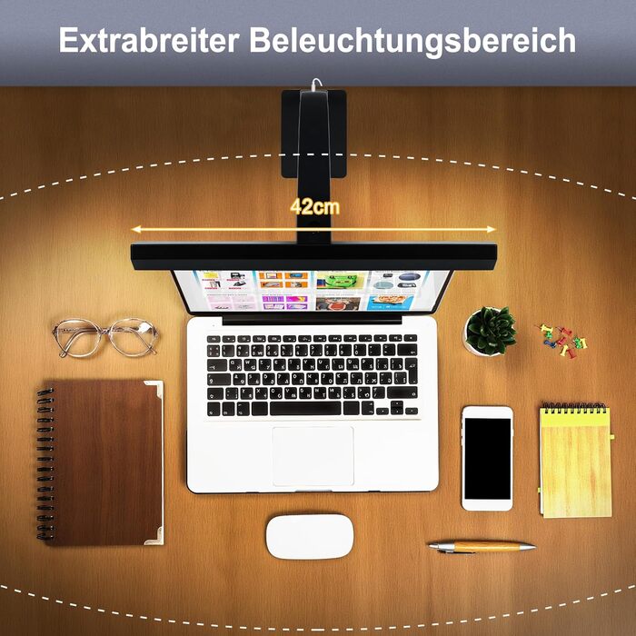 LED лампа настільна диммируемая 12W для офісу, дому та навчання, захист очей, світло дня, гнушийна шийка, 5 кольорів, плавне регулювання яскравості