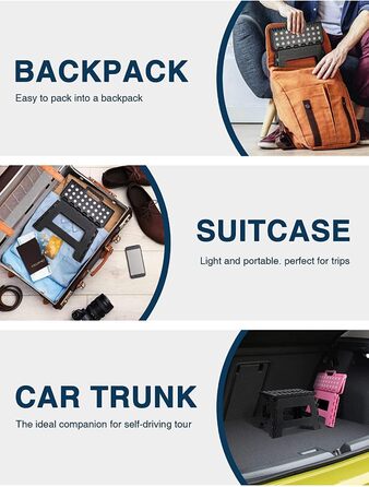 Складний табурет HOUSE DAY 22см, 2 шт. Чорний. Стійкий, антиковзкий, легкий, для дітей, кемпінгу, пікніка, дому