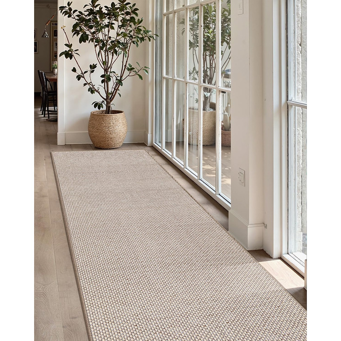 Килимок кухонний неслизький, 61x183 см, тканинний з гумовою основою, бежевий | COLOR&GEOMETRY