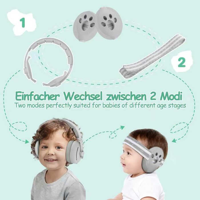 Навушники для дітей 0-4 роки, 2-в-1, захист від шуму 24dB, рожеві