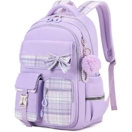 Шкільний рюкзак Tanou для дівчаток, водонепроникний, з ручкою-телескопом, візерунок 'каваї', 9-16 років (фіолетовий)