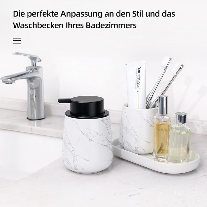Набір аксесуарів для ванної кімнати Badezimmer Set Umlaca: мильниця, дозатор мила 350 мл, стакан для зубної пасти 320 мл, білий, для душу та умивальника