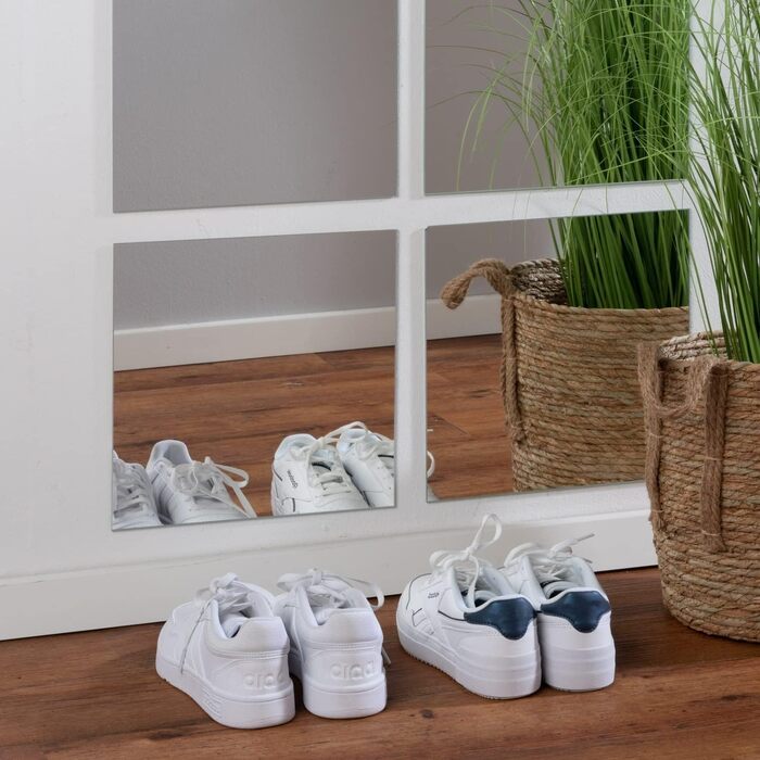 Дзеркальні плитки для стін: набір з 4 шт, скло, 30x30 см, самоклеючі