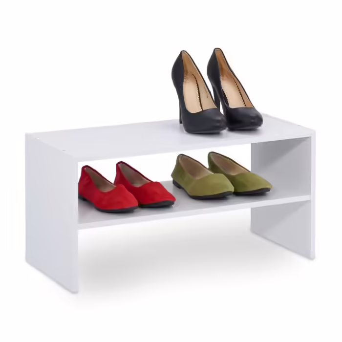 Relaxdays White Shoe Rack with 2 Shelves