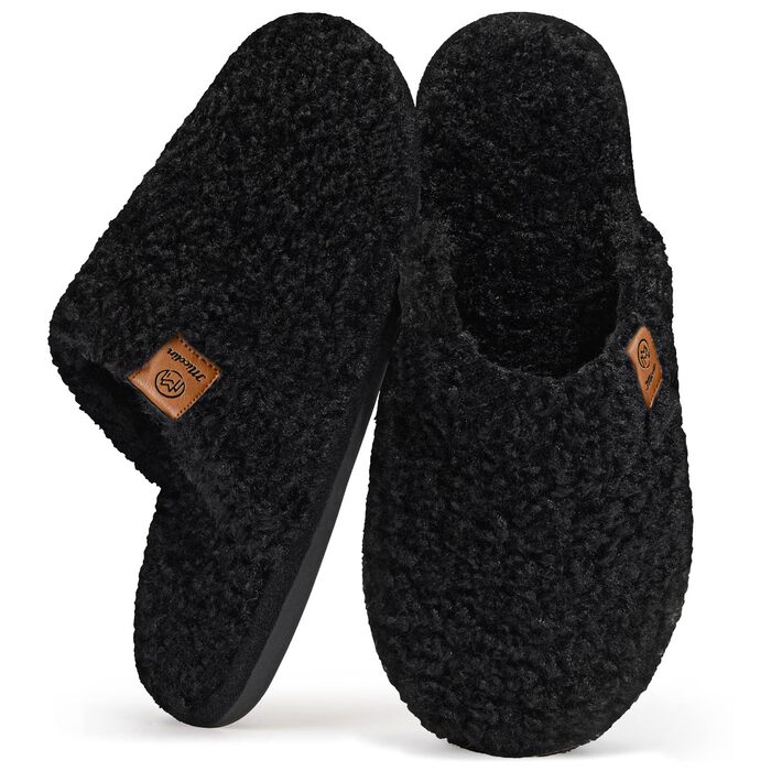 Тапочки зимові для дому та вулиці з меморі-піною, чорні (36.5/38 EU)