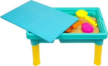 Playgro Sand and Water Table Outdoor Toy – Toddler Activity Table Sandbox Toy Sensory Table Summer Toy Beach Table 5-Piece Accessory Set for Baby Kids Girls Boys