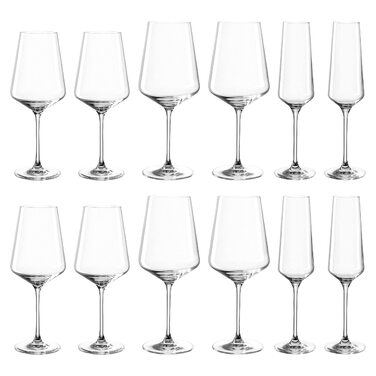 Набір склянок Leonardo Puccini 12шт: біле, червоне вино та шампанське, для посудомийної машини