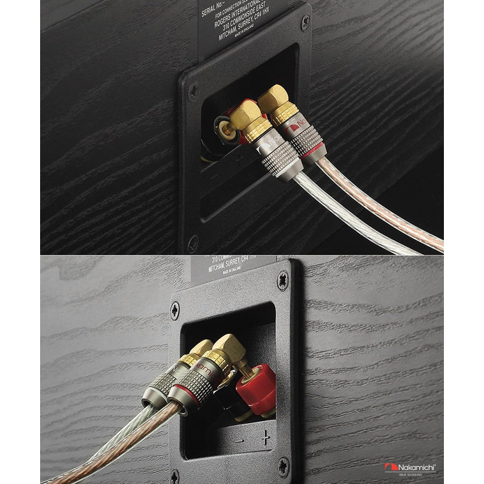 Бананові конектори Nakamichi FanLock Excel-Serie, позолочені правокутні роз'єми для акустичних кабелів Hi-Fi та домашнього кінотеатру, 10-18 AWG, 4 мм, 4 шт (2 пари)