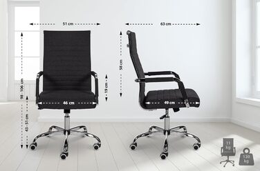 Ергономічне офісне крісло Amadora I з регулюванням висоти, поворотне на 360°, обтягнуте тканиною, міцне, витримує до 120 кг, чорний колір, тканинне покриття