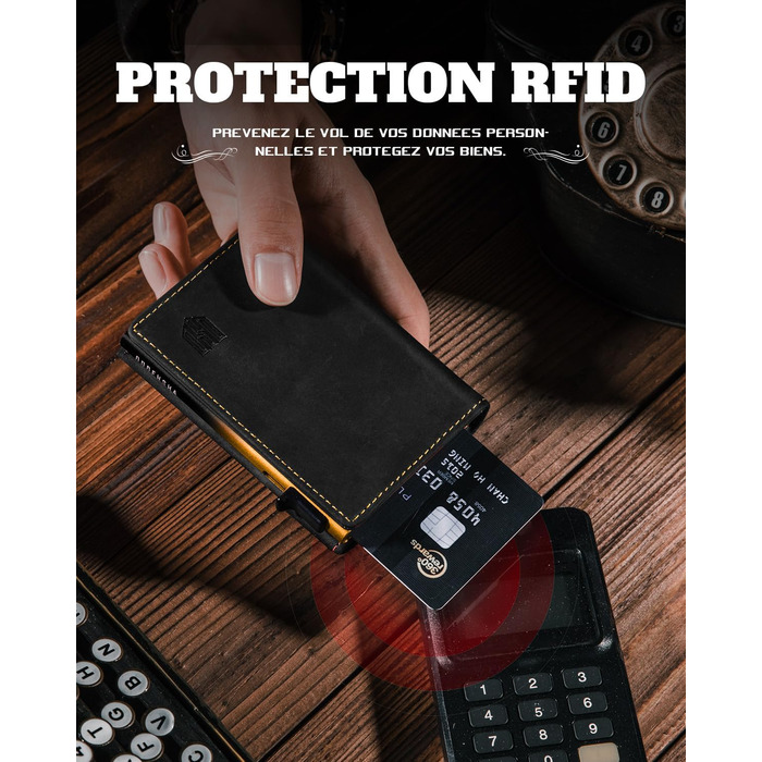 Портмоне чоловіче DODENSHA MagSnap Slim з відділенням для монет, RFID захистом, на 10+ карт, чорно-червоне (чорно-жовте)