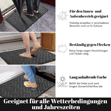 Килимок для входу Yimobra, 75 x 43 см, миючий, вологостійкий, з антиковзким покриттям, чорно-сірий