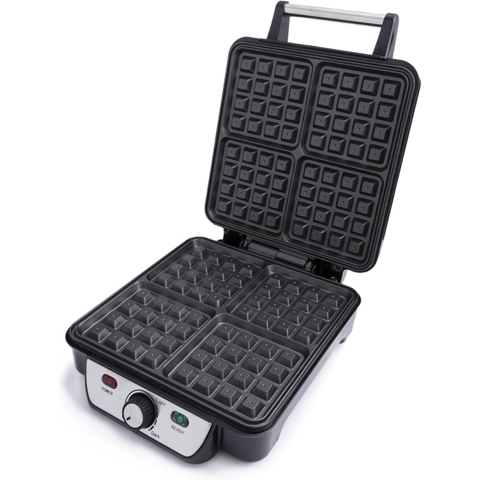Adler Camry 4-Waffle Maker - 1500W Power, Adjustable Temperature, Black & Silver