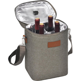 Kato Tirrinia Insulated Wine Cooler Bag, 4 Bottle Cooler Bag Wine Bag Beverage Bags with Handle and Adjustable Shoulder Strap, Gift for Wine Lovers for Picnic, Party, Beach (Cooler for 4 Bottles - Grey)