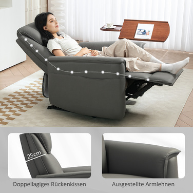 HOMCOM Recliner Chair, TV Chair with Reclining Function, Pocket Spring, Upholstered TV Chair with Footrest, Side Pocket, for Living Room, Bedroom, Light Grey | Aosom