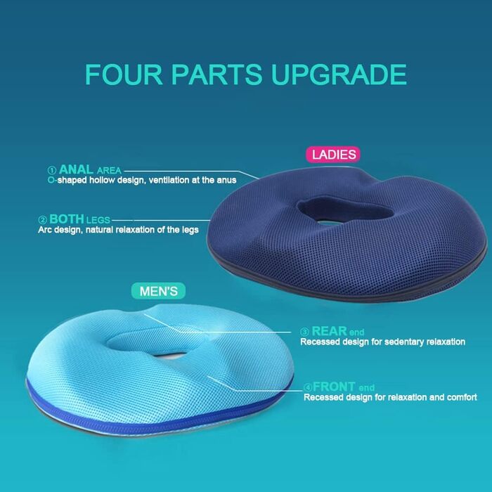 Portable Foam Orthopedic Hemorrhoid Seat Cushion, Ergonomic Seat Cushion for Hemorrhoids and Prostate, Pain-Relieving, Toilet Seat Cushion Massage Cushion (Male)