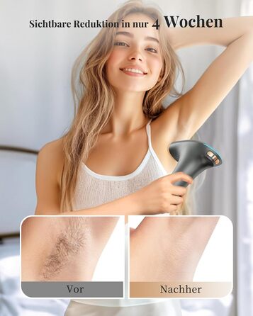 Пристрій для епіляції IPL Haarlosy: безболісна епіляція вдома для жінок та чоловіків, 9 рівнів, 999,900 імпульсів, 3 функції (HR/SC/RA), для тіла, ніг, зони бікіні, пахв. Чорний колір.