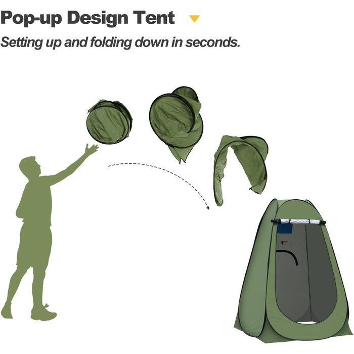 Намет-роздягальня CLIPOP для душу та відпочинку на природі, 120x120x190 см, зелений