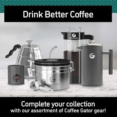 Френч-прес Coffee Gator з нержавіючої сталі, термокружка 1 л, з дорожньою кавовою банкою, сріблястий