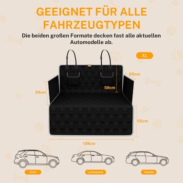 Захист для багажника автомобіля Toozey для собак: стежка, міцна, з бічним захистом та захистом краю вантажного відсіку | Водонепроникний килимок для собак в авто з міцною поверхнею | Захищає від подряпин та шерсті (208 * 138 см)