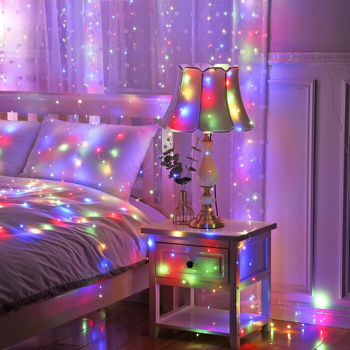 Лямпас LED 3x3м: 300 LED, тепле світло, 8 режимів, IP65, для дому та саду, декор для вечірки, весілля, Різдва