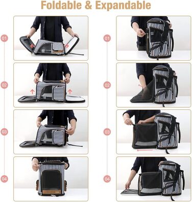 Розширюваний рюкзак для кота та собаки Lekesky, великий для маленьких котів та собак, складаний рюкзак-переноска, L (XL 36 x 31 x 42 см), в смугастих кольорах