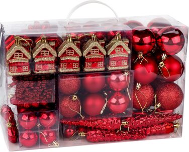 Набір прикрас на ялинку: новорічні кулі Рожево-золоті, 100 шт., діаметром 3, 4 та 6 см, пластикові. Ідеально для прикрашання ялинки на Різдво та Новий рік