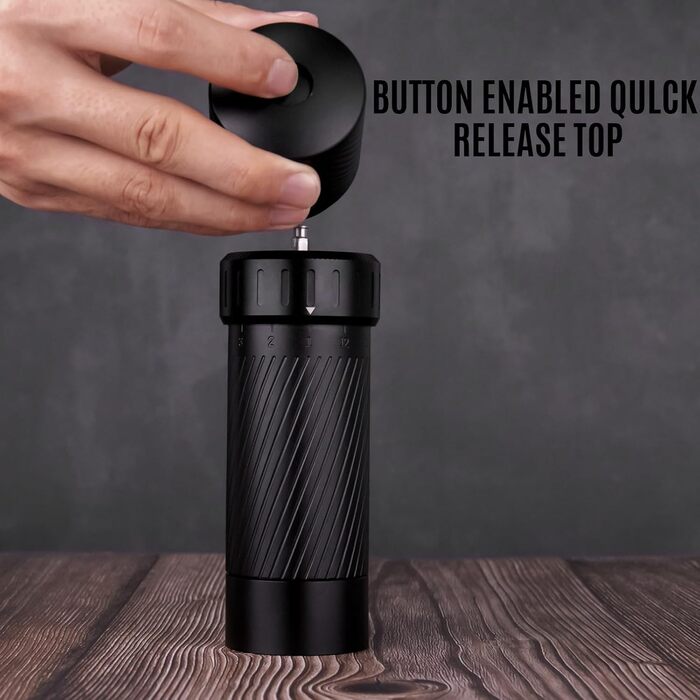 Homnoble Professional Pepper Grinder, Metal High-Performance Pepper Grinder, Heavy-Duty Pepper Grinder, Manual Aluminum Refillable Pepper Grinder with Latest External Adjustable Coarseness Design