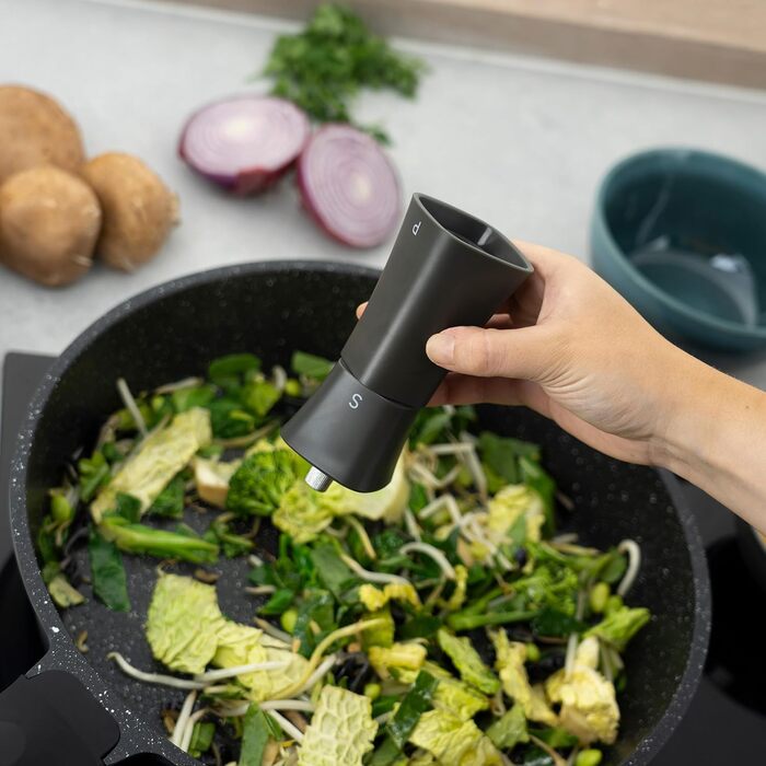 Набір для солі та перцю Grunwerg 2-в-1, пластик, білий (матовий чорний)